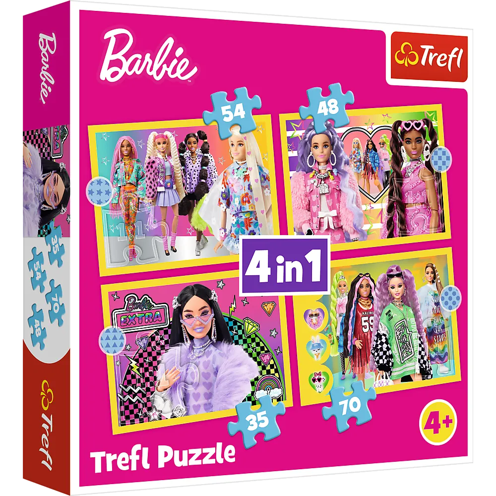 Trefl „Linksmasis Barbės pasaulis“ – 4in1 dėlionės